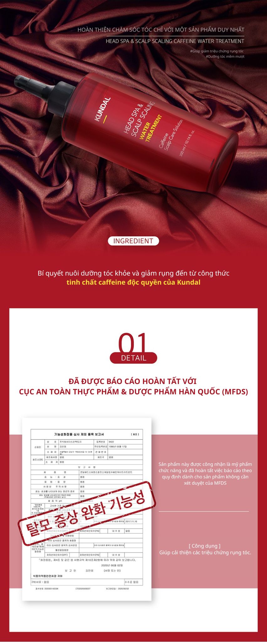 Nước Phục Hồi Da Đầu Và Ngăn Ngừa Rụng Tóc Kundal Caffeine 300ml