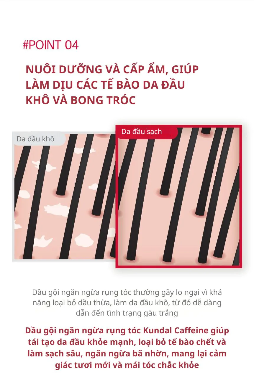Dầu Gội Ngăn Ngừa Rụng Tóc KUNDAL Caffeine 500ml