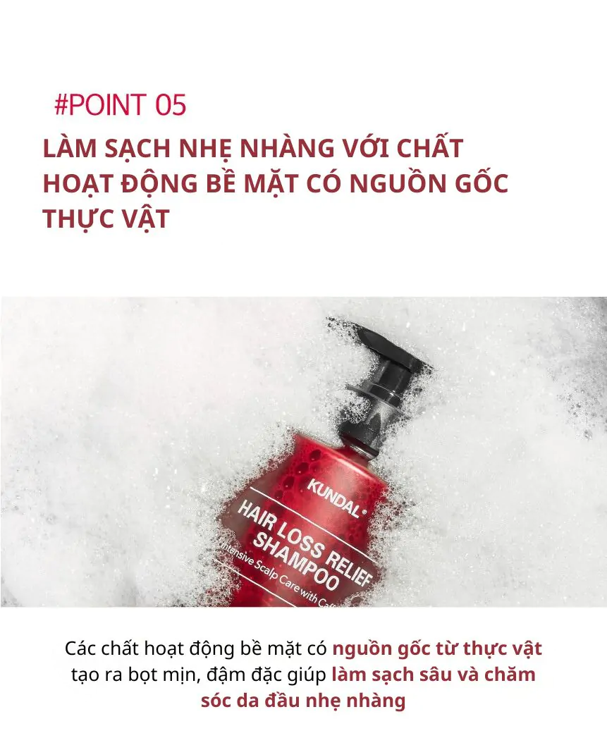 Dầu Gội Ngăn Ngừa Rụng Tóc KUNDAL Caffeine 500ml