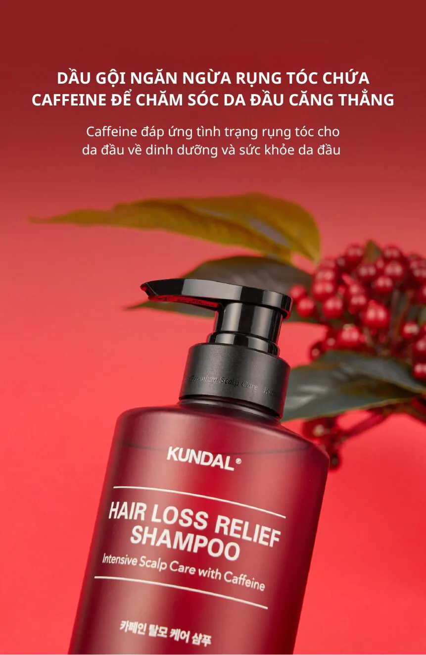 Dầu Gội Ngăn Ngừa Rụng Tóc KUNDAL Caffeine 500ml