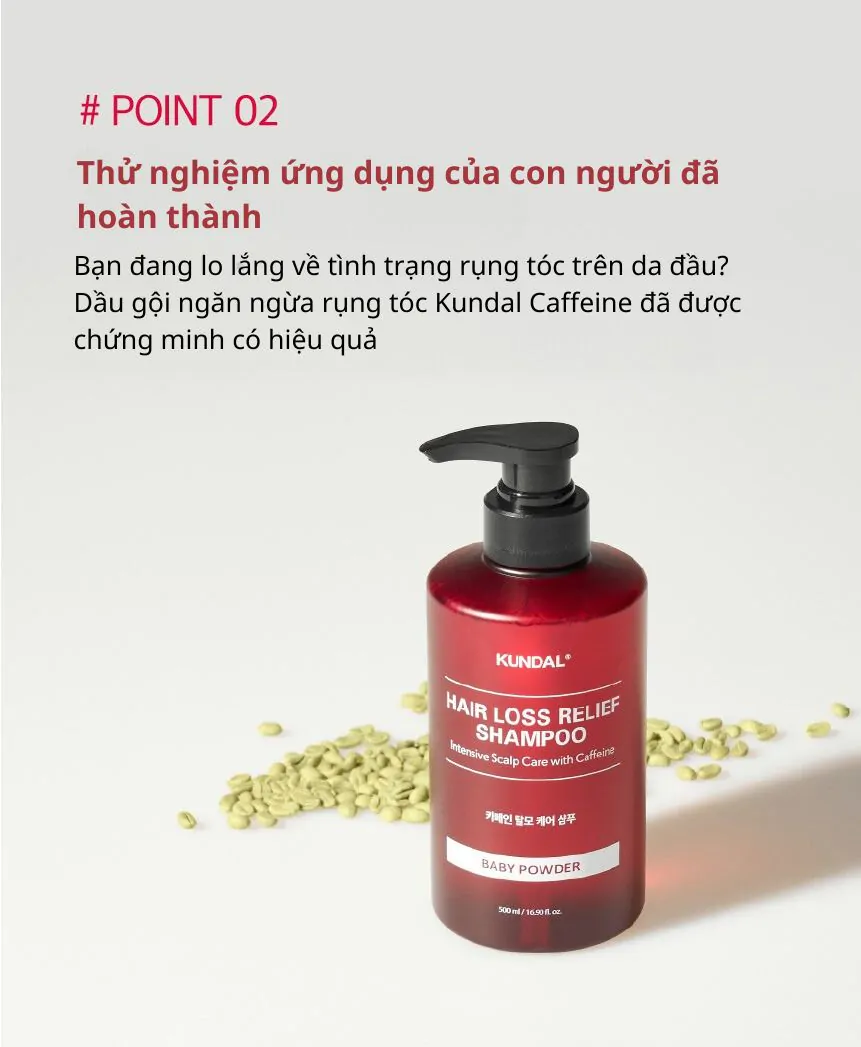 Dầu Gội Ngăn Ngừa Rụng Tóc KUNDAL Caffeine 500ml