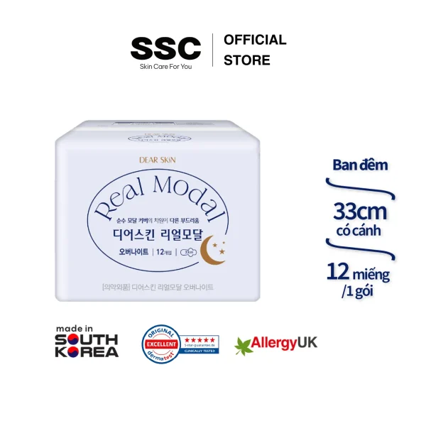 Băng vệ sinh Hàn Quốc REAL MODAL ban đêm có cánh 33cm Over night (12miếng/1gói) - Ảnh 2
