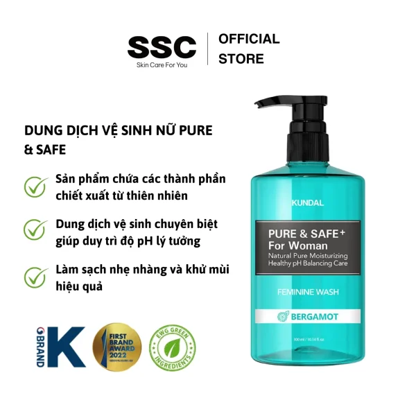 Dung dịch vệ sinh phụ nữ Kundal Pure & Safe 300ml - Ảnh 2