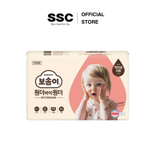 Tã/Bỉm quần Hàn Quốc BOSOMI Wonder X Wonder Step 6 cho bé trai/gái(XXL 17kg~, 18miếng/1bịch) - Ảnh 2