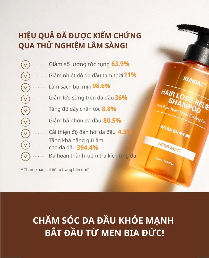 Dầu Gội Ngăn Ngừa Rụng Tóc Kundal Real Beer Yeast 500ml