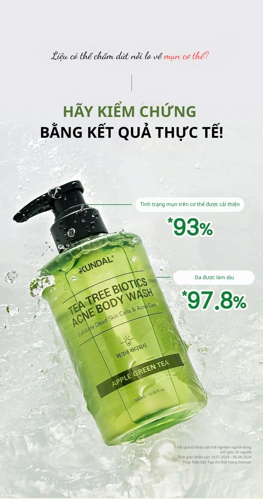Sữa Tắm Ngừa Mụn Kundal Tea Tree Biotics 500ml