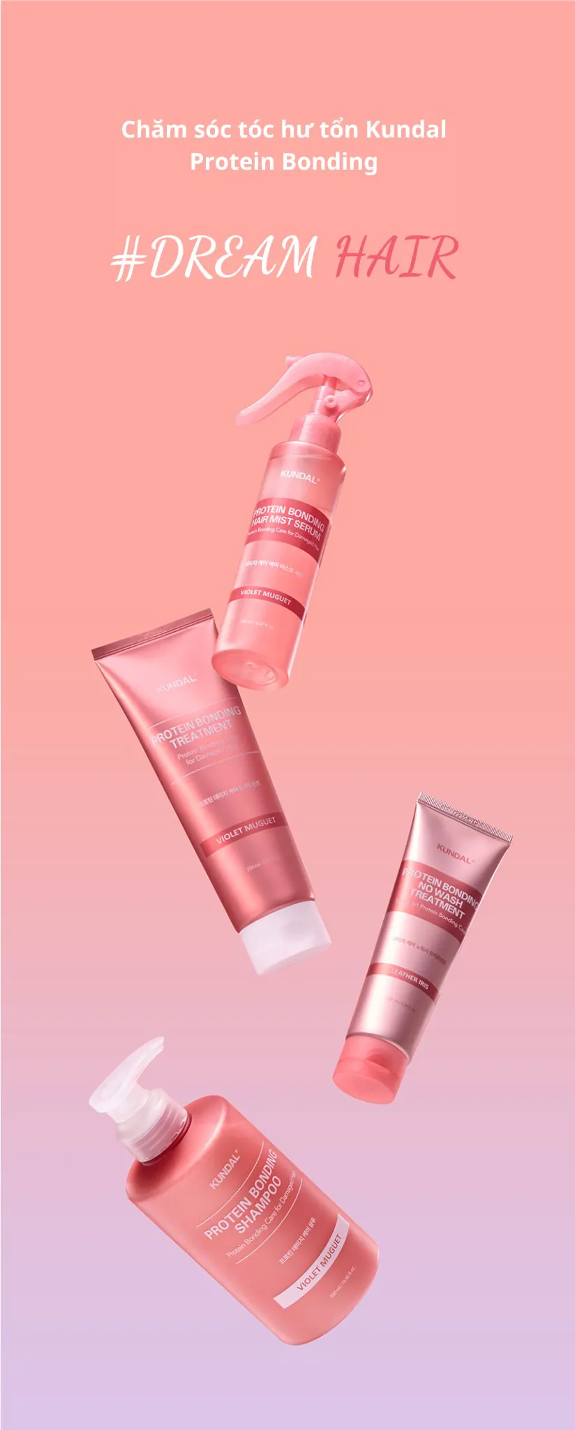 Dầu Gội Chăm Sóc Tóc Hư Tổn KUNDAL Protein Bonding