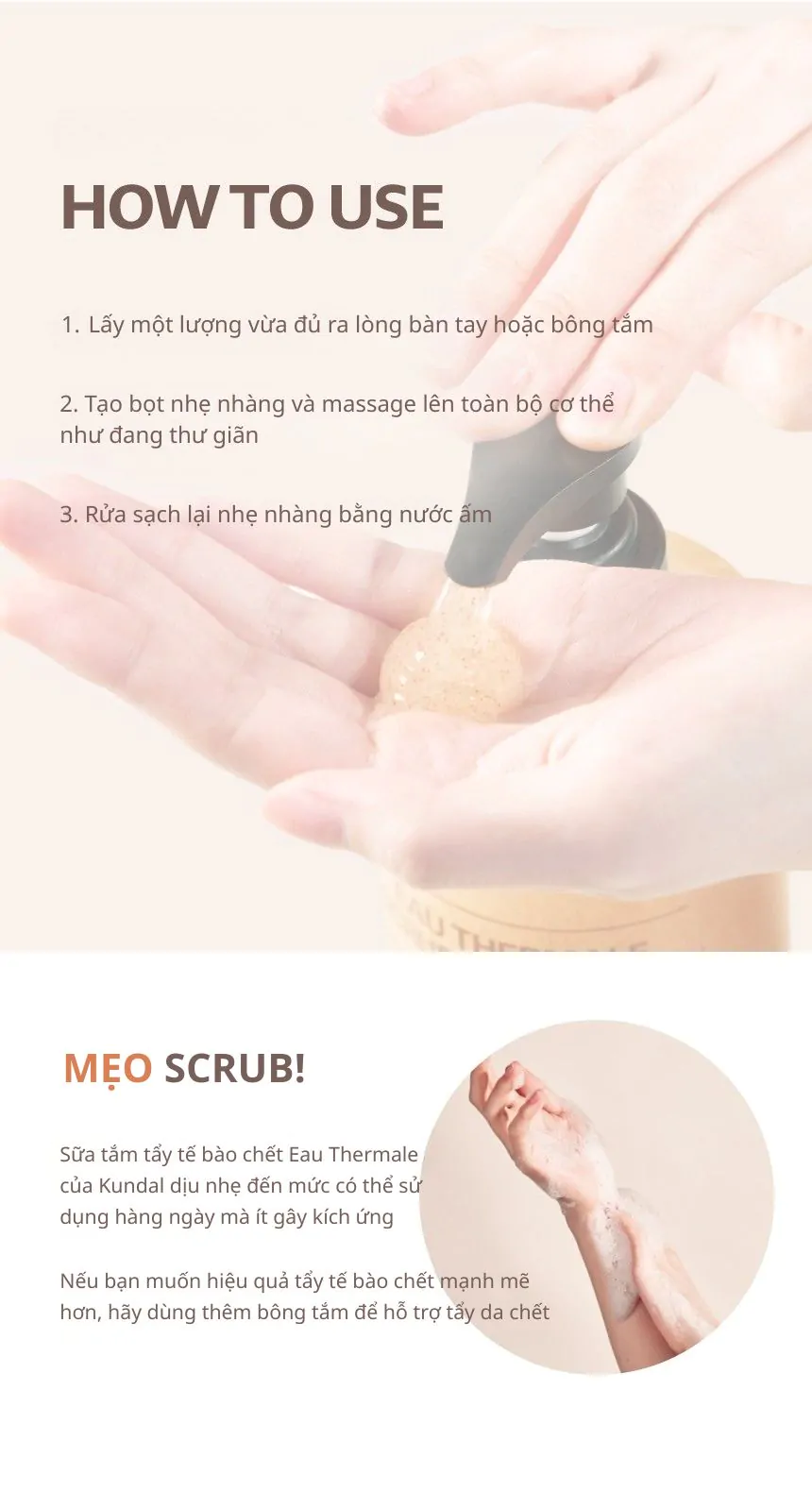 Sữa Tắm Tẩy Tế Bào Chết Cơ Thể Kundal Eau Thermale 500ml