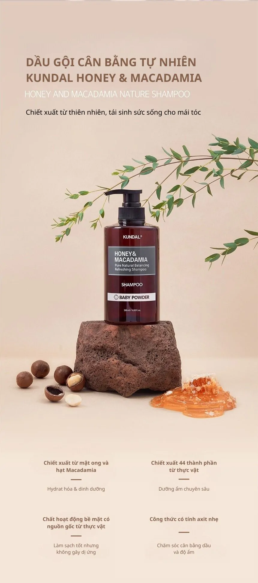 Set Dầu Gội &#8211; Dầu Xả Kundal Honey&#038;Macadamia 500ml*2ea