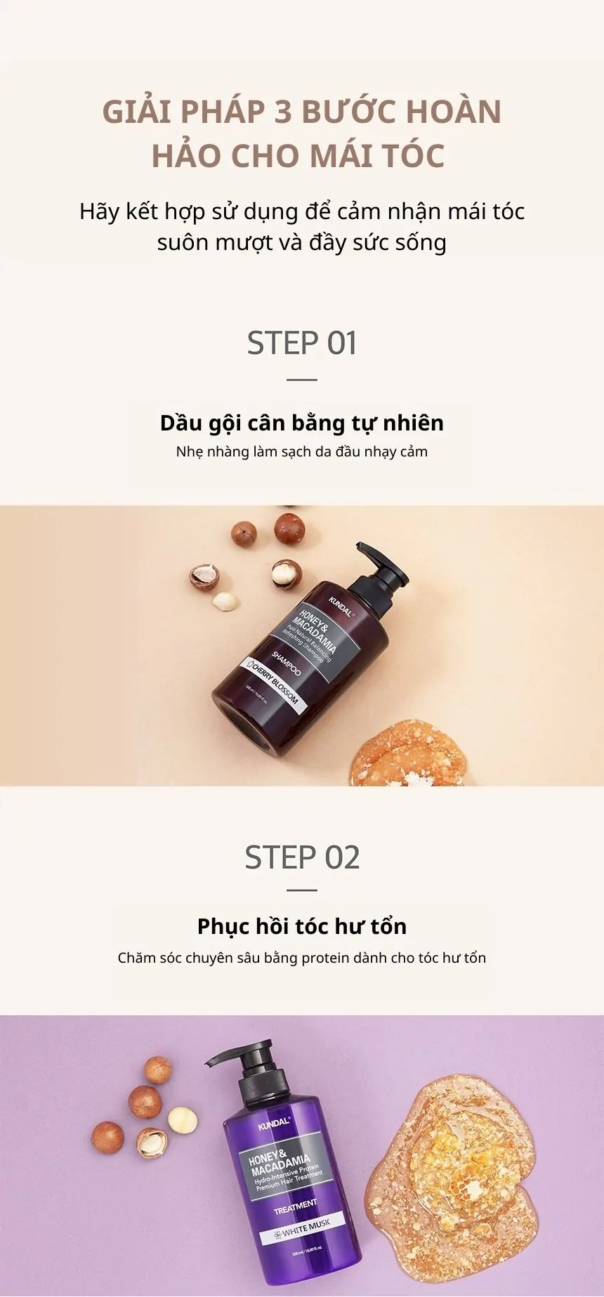 Set Dầu Gội &#8211; Dầu Xả Kundal Honey&#038;Macadamia 500ml*2ea