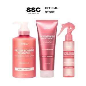 Set Phục Hồi Tóc Hư Tổn Kundal Protein Bonding ( Dầu gội 500ml + Dầu xả 250ml + Serum dạng xịt 150ml)