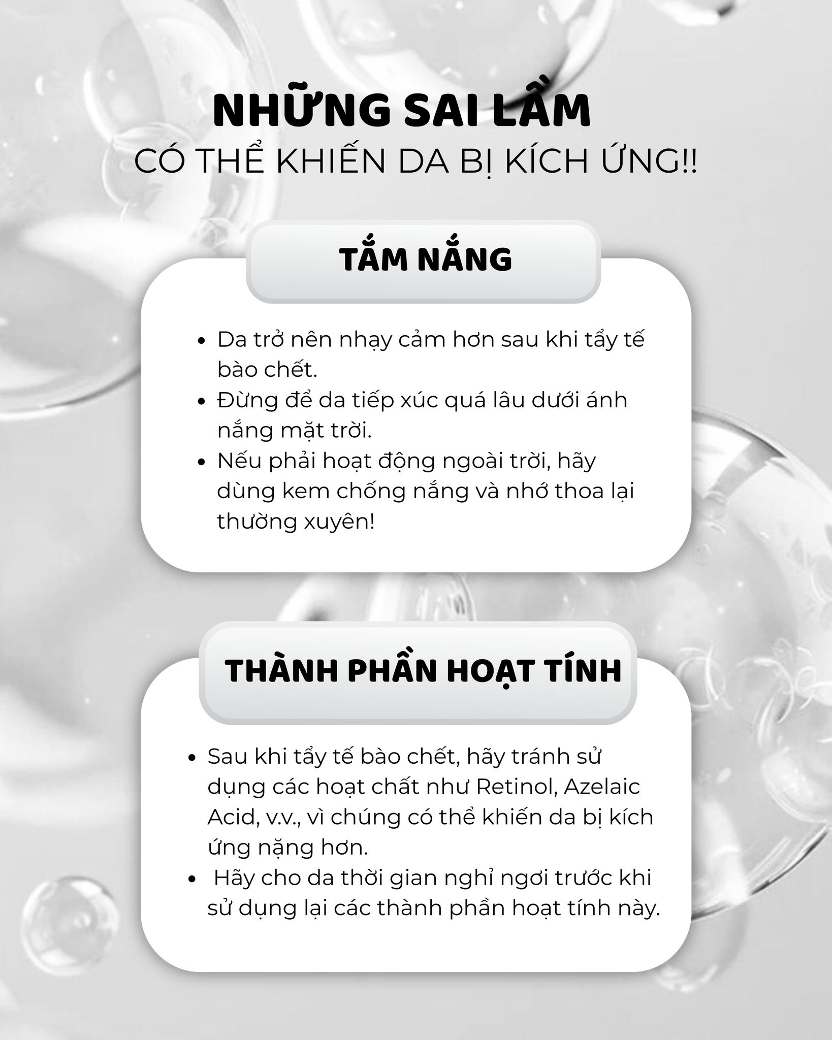 Vì sao dễ bị kích ứng da sau khi tẩy tế bào chết