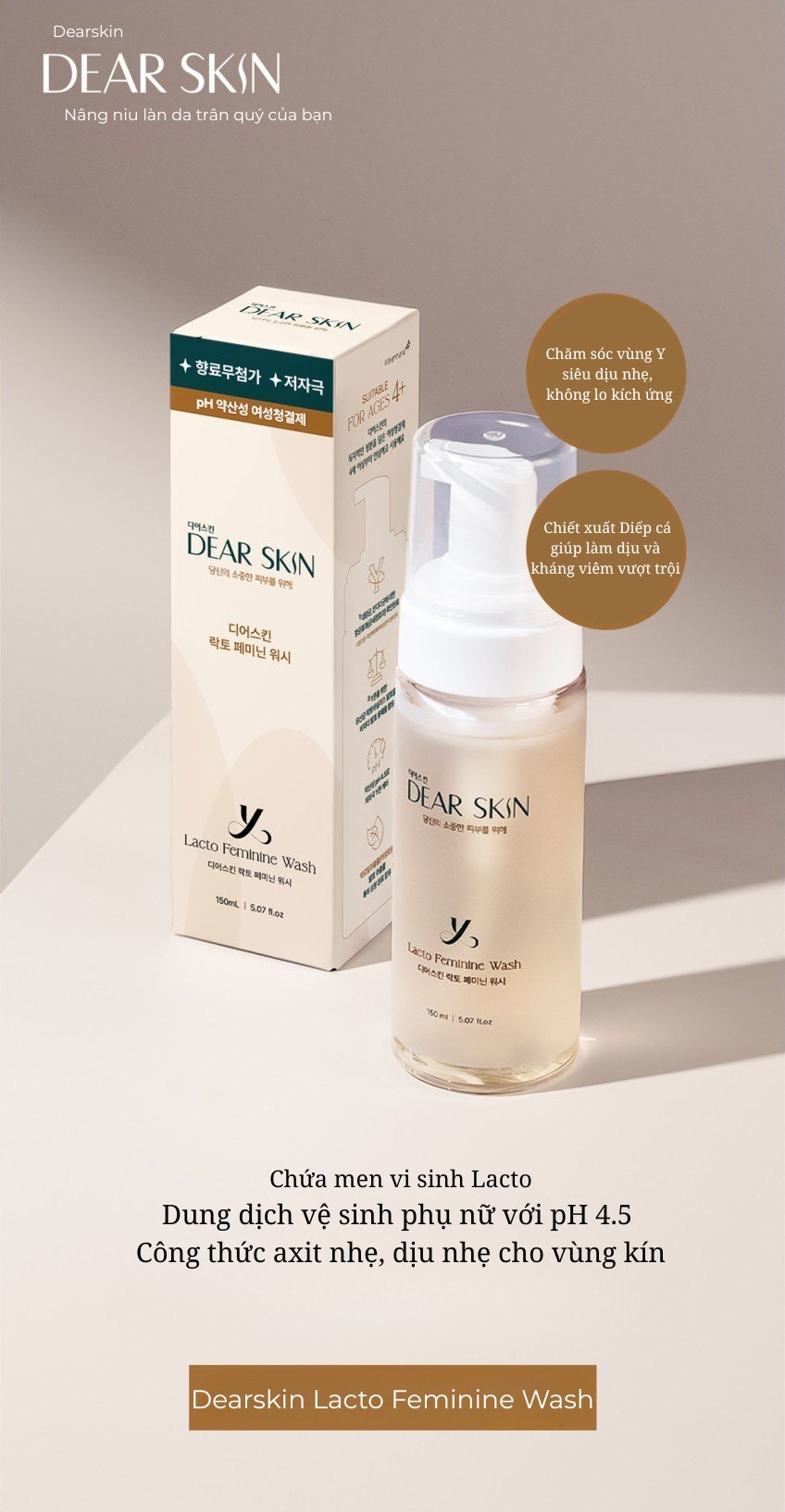 Dung dịch vệ sinh phụ nữ Dearskin Lacto 150ml