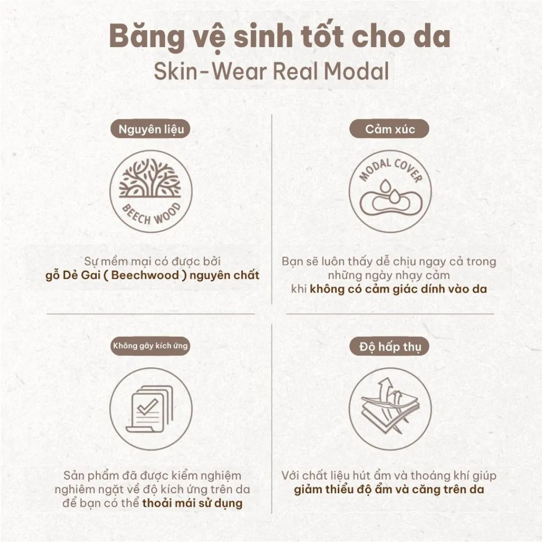Băng vệ sinh Real Modal ban ngày có cánh 26cm M (16 miếng)