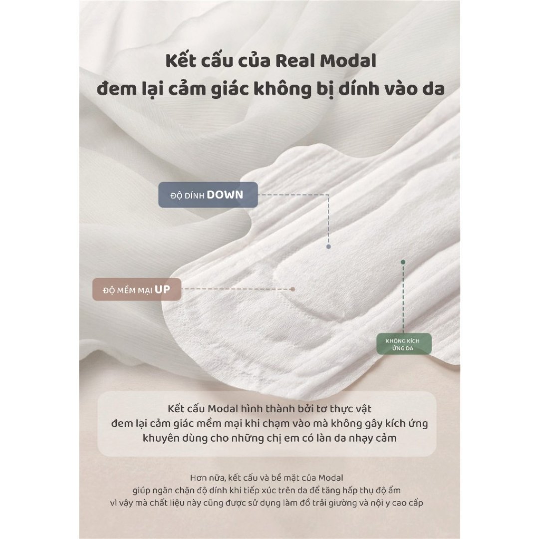 Băng vệ sinh Real Modal hàng ngày không cánh 18cm Panty Liner (30 miếng)