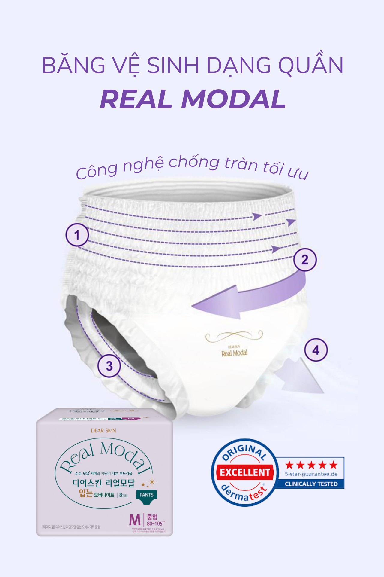 Băng vệ sinh dạng quần Real Modal Size M / L (4 miếng)