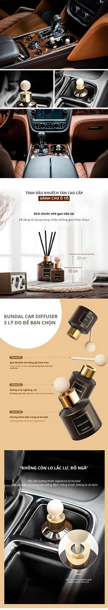 Set tinh dầu thơm ô tô cao cấp Kundal 75ml*2EA