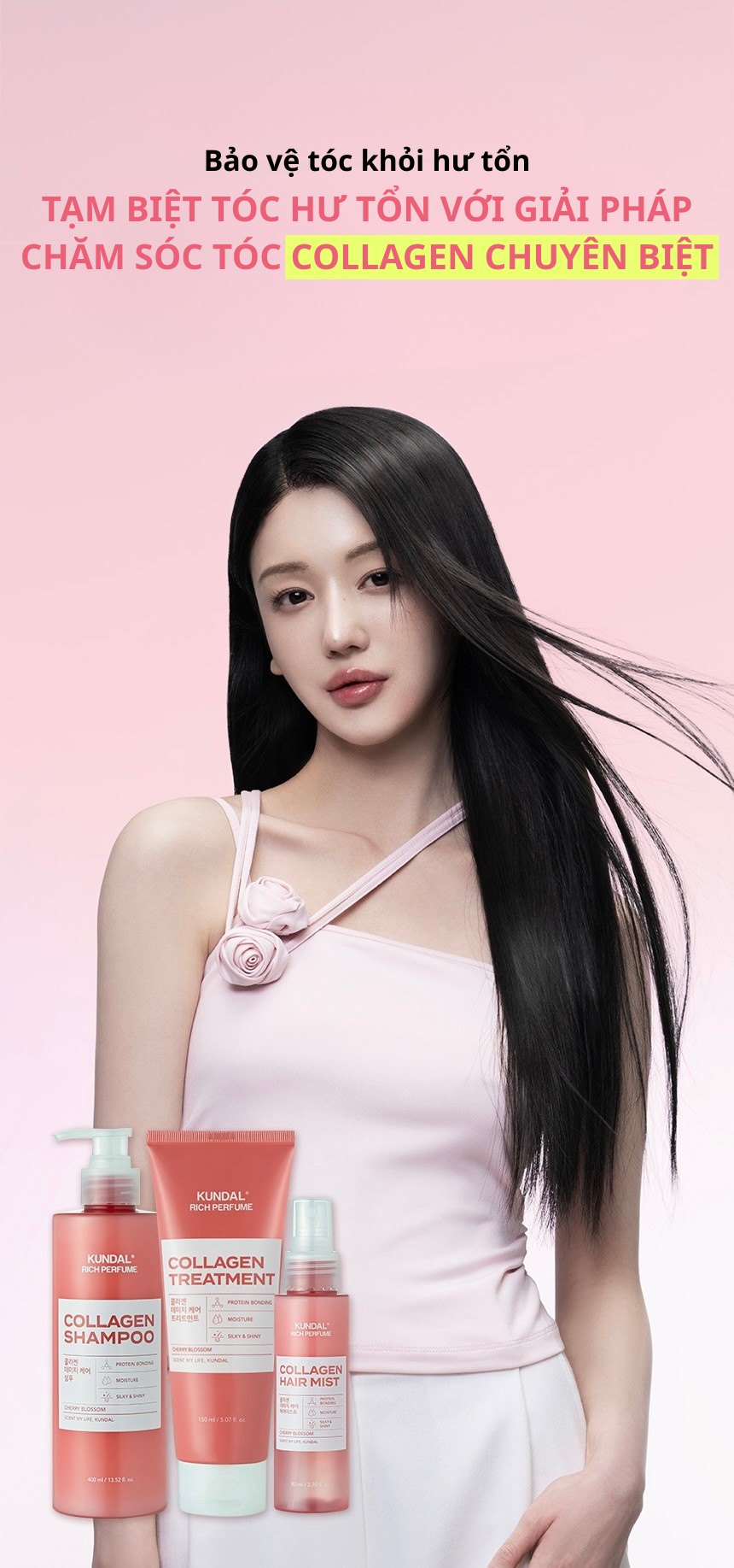 Xịt phục hồi tóc KUNDAL Damage Care Hair Mist - Cherry Blossom 80ml