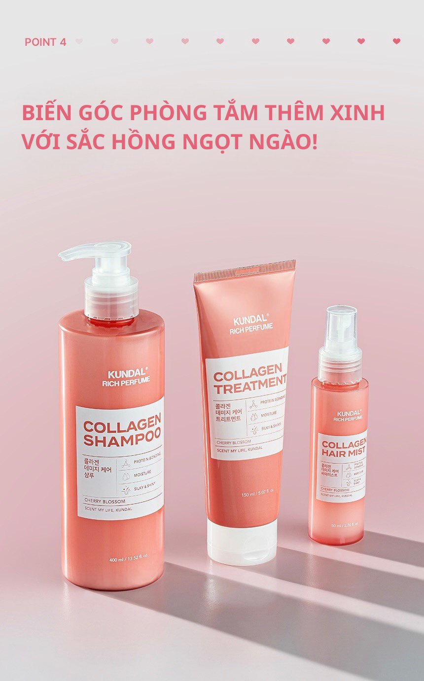 Dầu xả phục hồi tóc Collagen Kundal Rich Perfume - Cherry Blossom 150ml