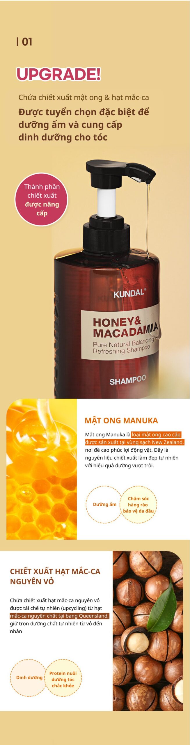 Dầu Gội KUNDAL Honey&Macadamia 500ml