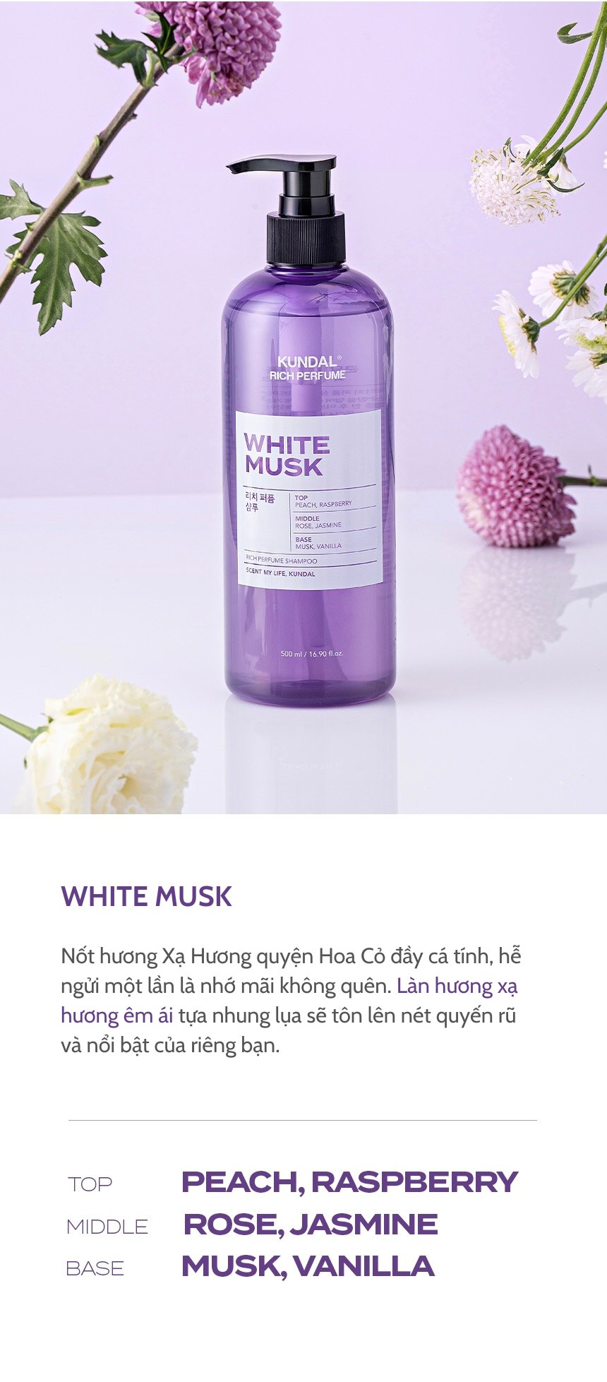 Dầu gội nước hoa KUNDAL Rich Perfume 500ml