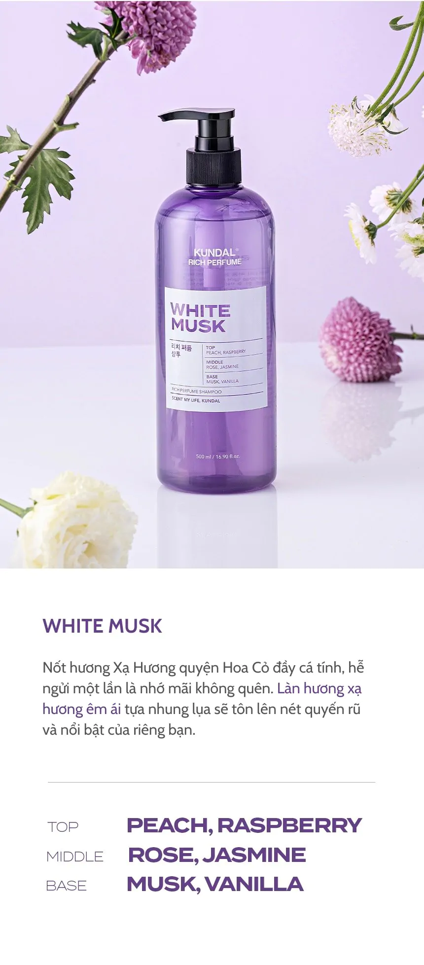 Dầu gội nước hoa KUNDAL Rich Perfume 500ml