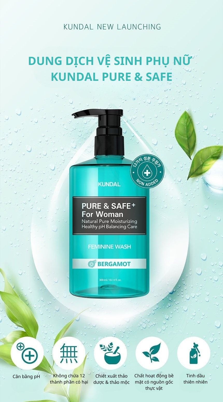 Dung dịch vệ sinh phụ nữ Kundal Pure & Safe 300ml