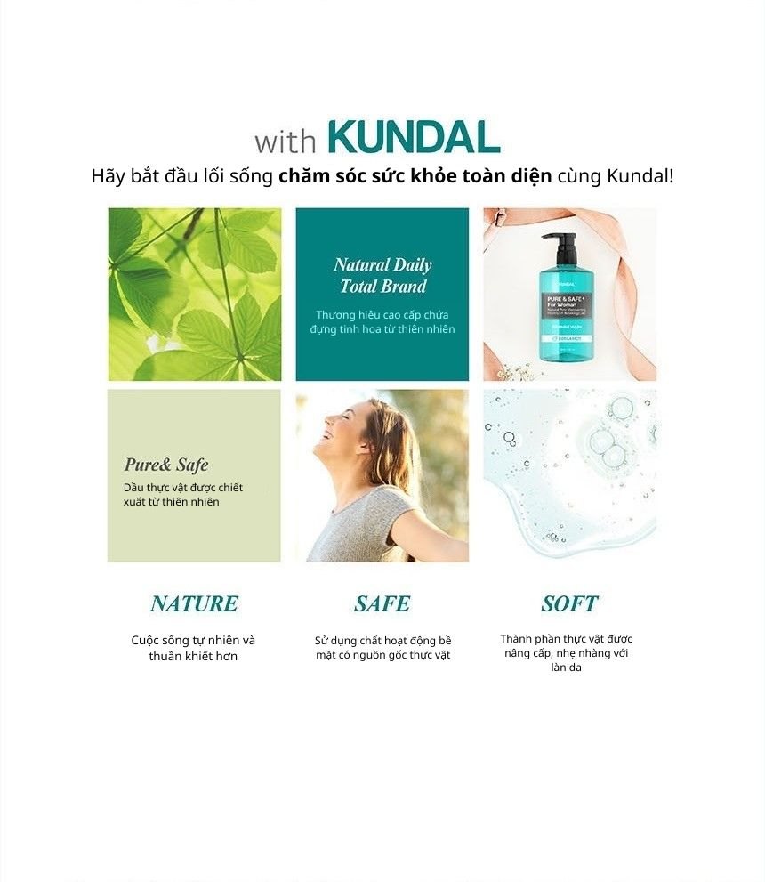 Dung dịch vệ sinh phụ nữ Kundal Pure & Safe 300ml