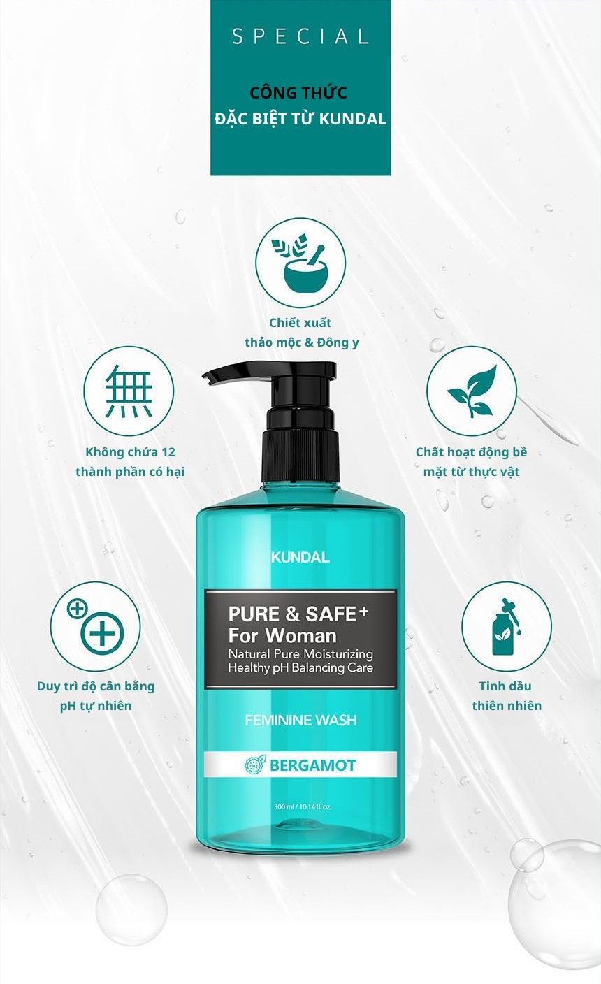 Dung dịch vệ sinh phụ nữ Kundal Pure & Safe 300ml