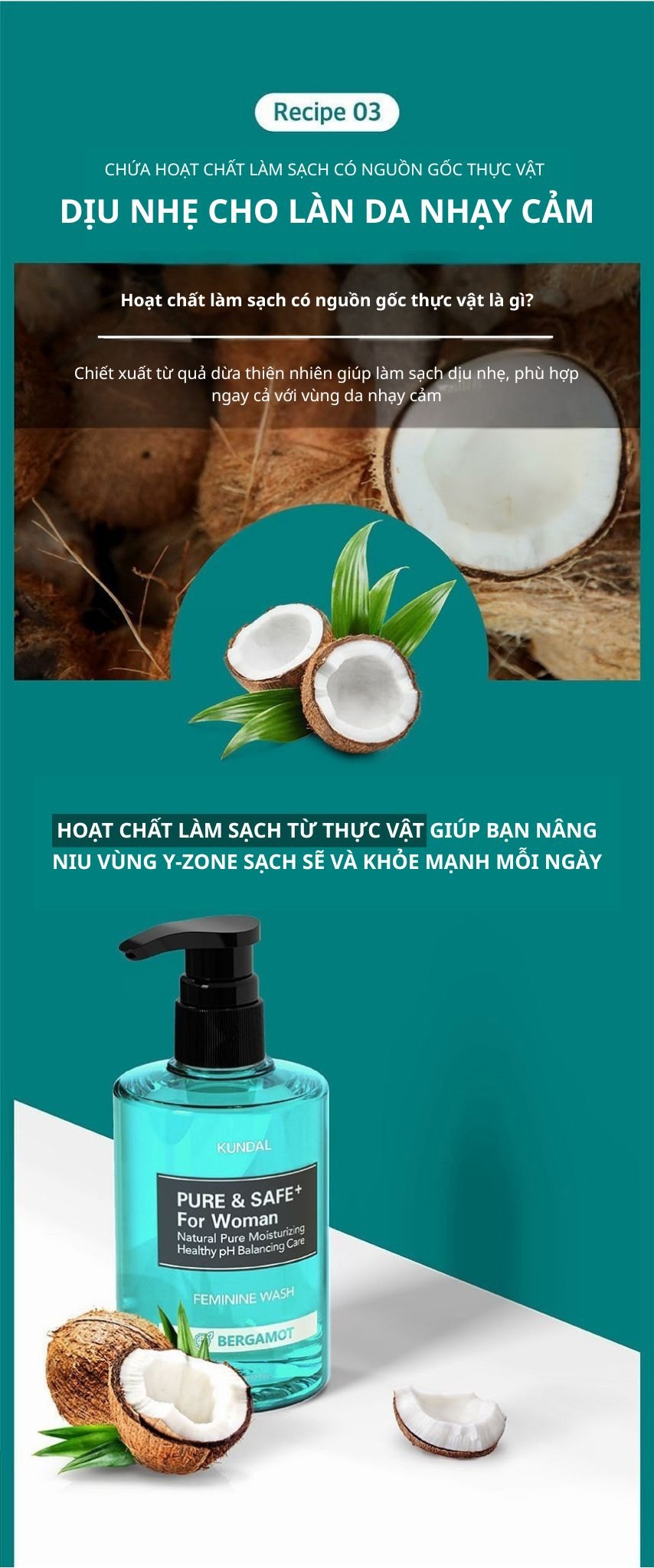 Dung dịch vệ sinh phụ nữ Kundal Pure & Safe 300ml