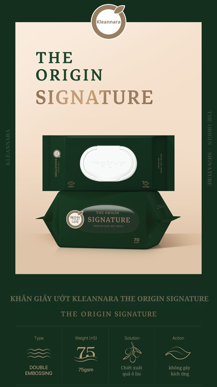 Khăn Ướt BABY CARE SIGNATURE Hàn Quốc 70Tờ/370G