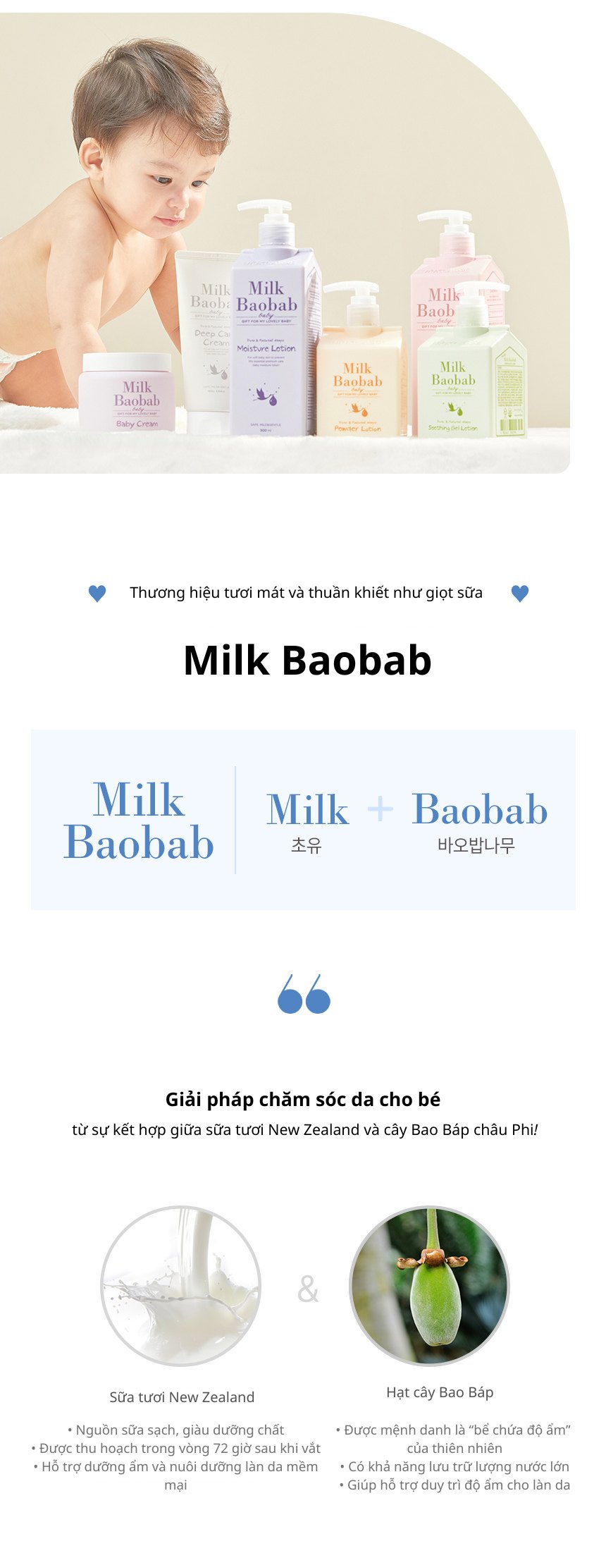 Sữa tắm gội cho bé MILK BAOBAB 70ml