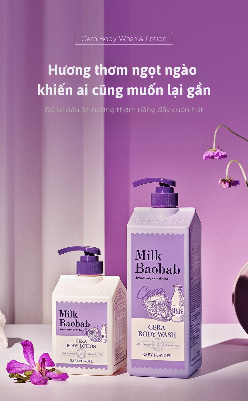 Sữa dưỡng thể MILK BAOBAB Cera - Baby Powder 600ml
