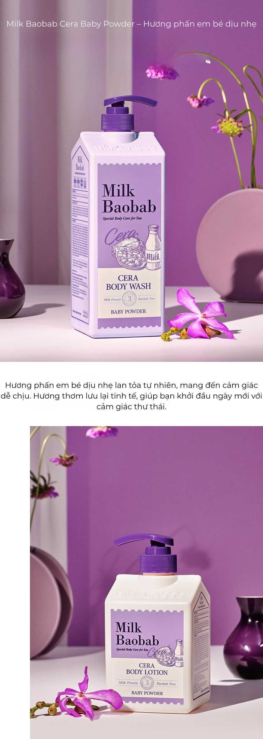 Sữa dưỡng thể MILK BAOBAB Cera - Baby Powder 600ml
