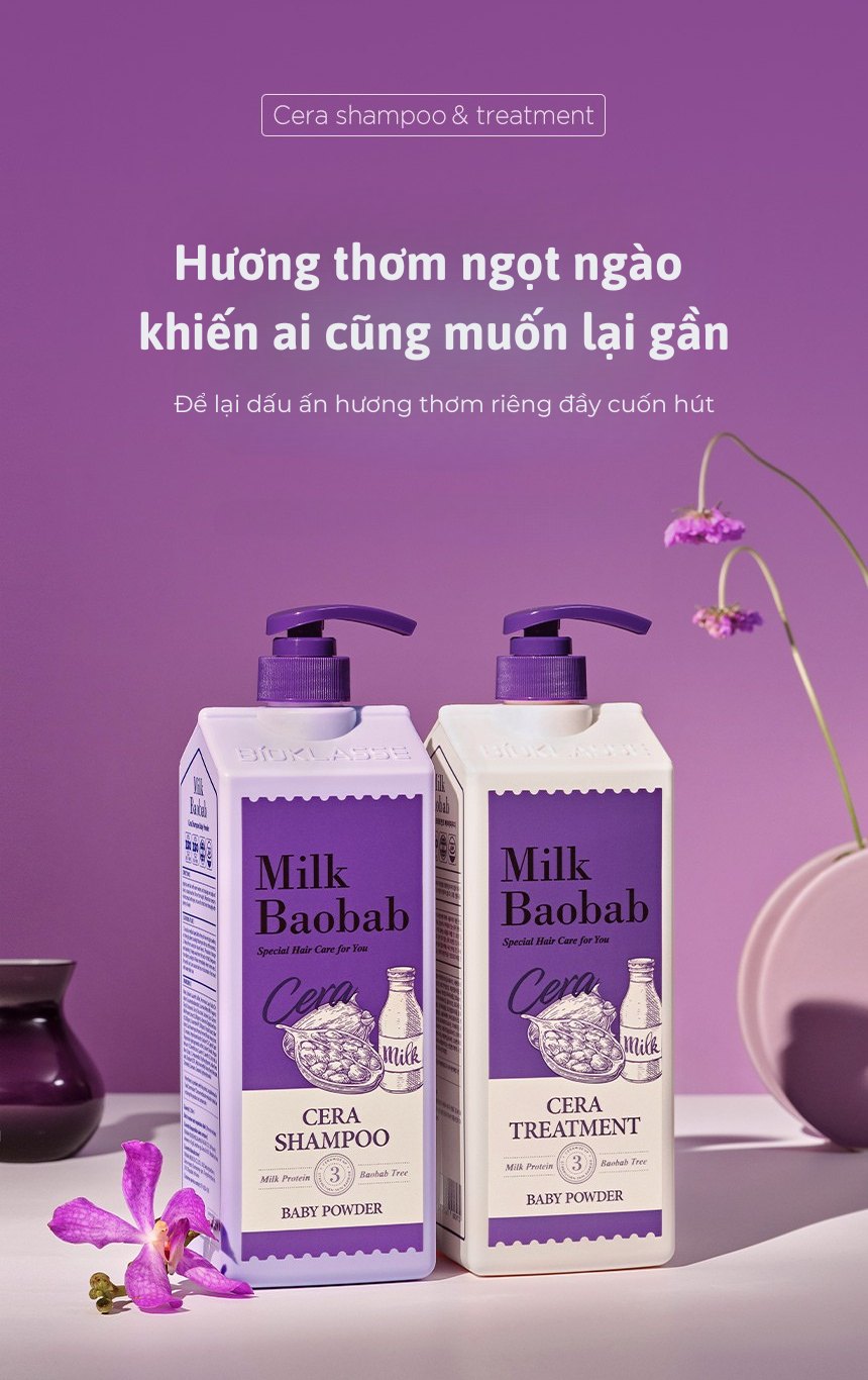 Dầu gội MILK BAOBAB Cera - Baby Powder 1200ml