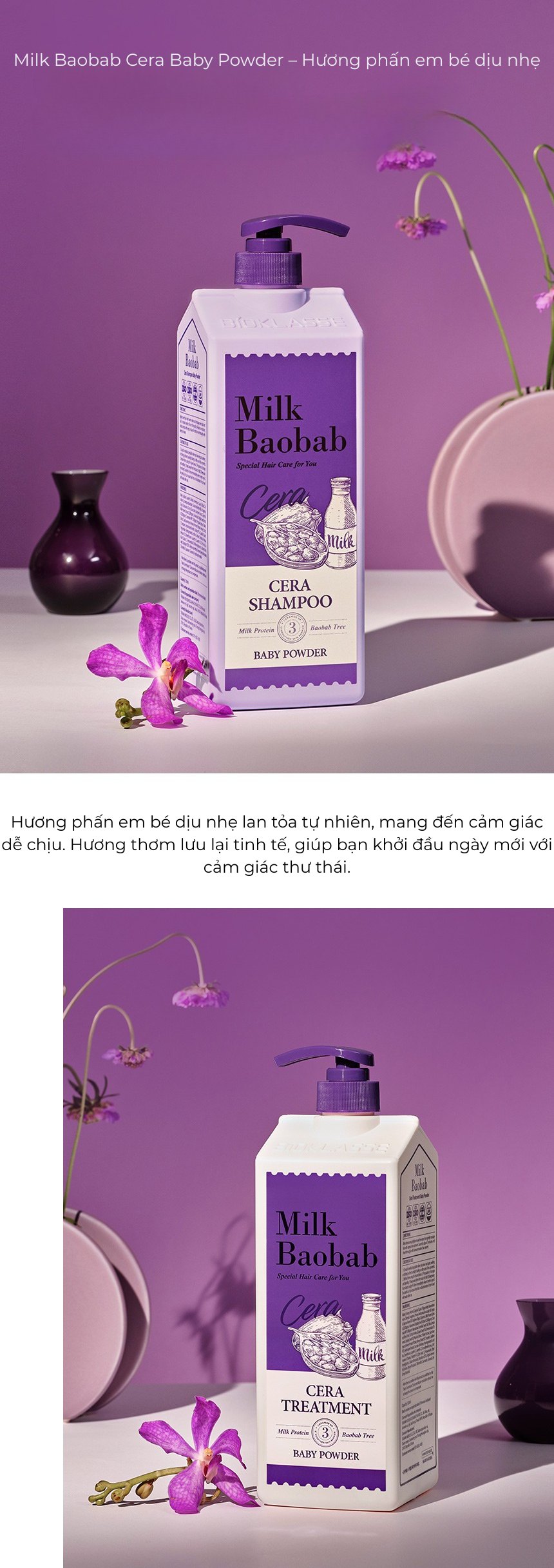 Dầu gội MILK BAOBAB Cera - Baby Powder 1200ml