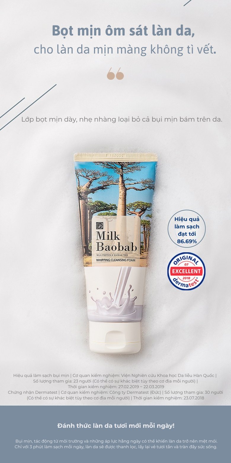 Sữa rửa mặt tạo bọt MILK BAOBAB 120ml