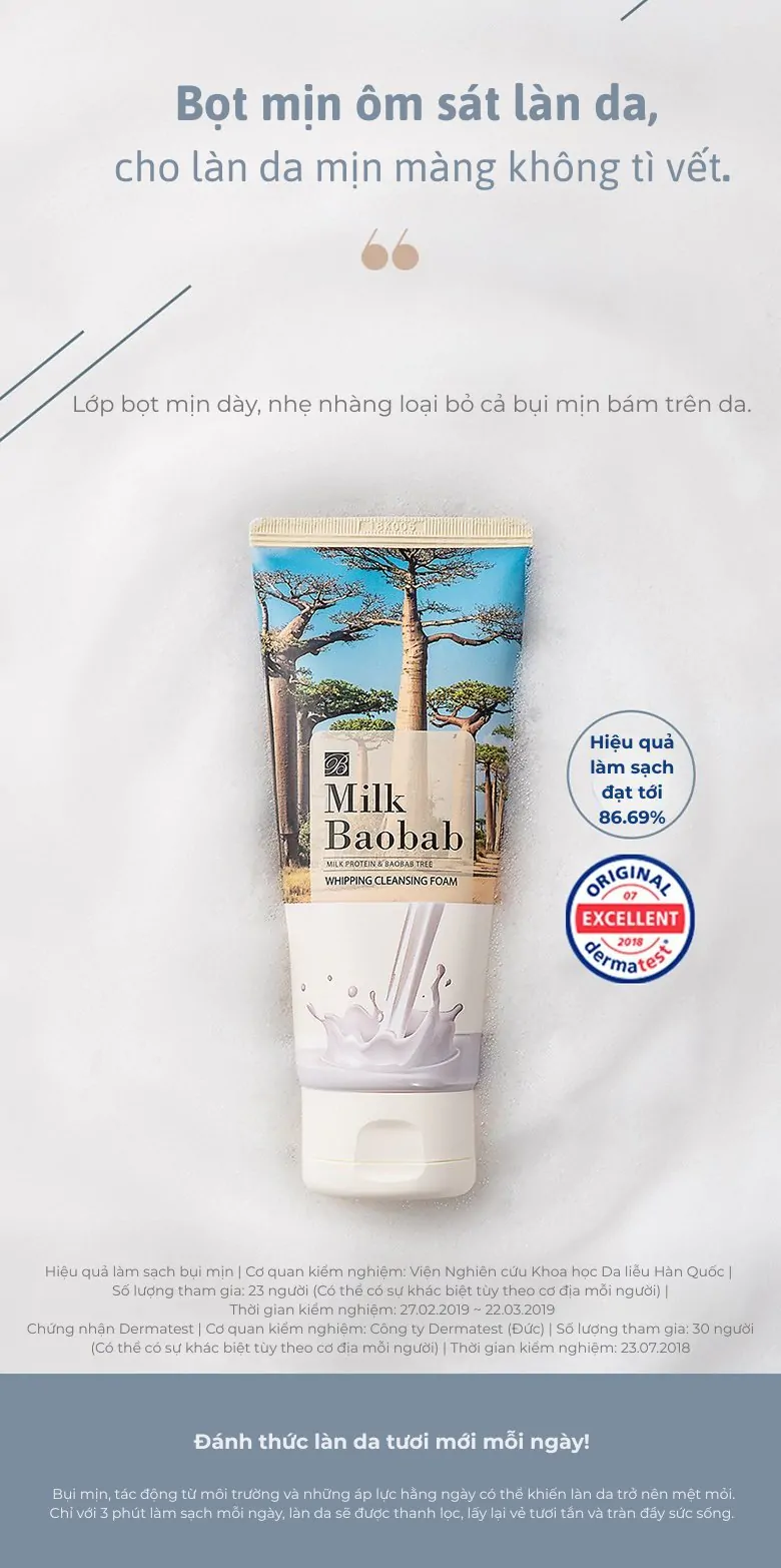 Sữa rửa mặt tạo bọt MILK BAOBAB 120ml