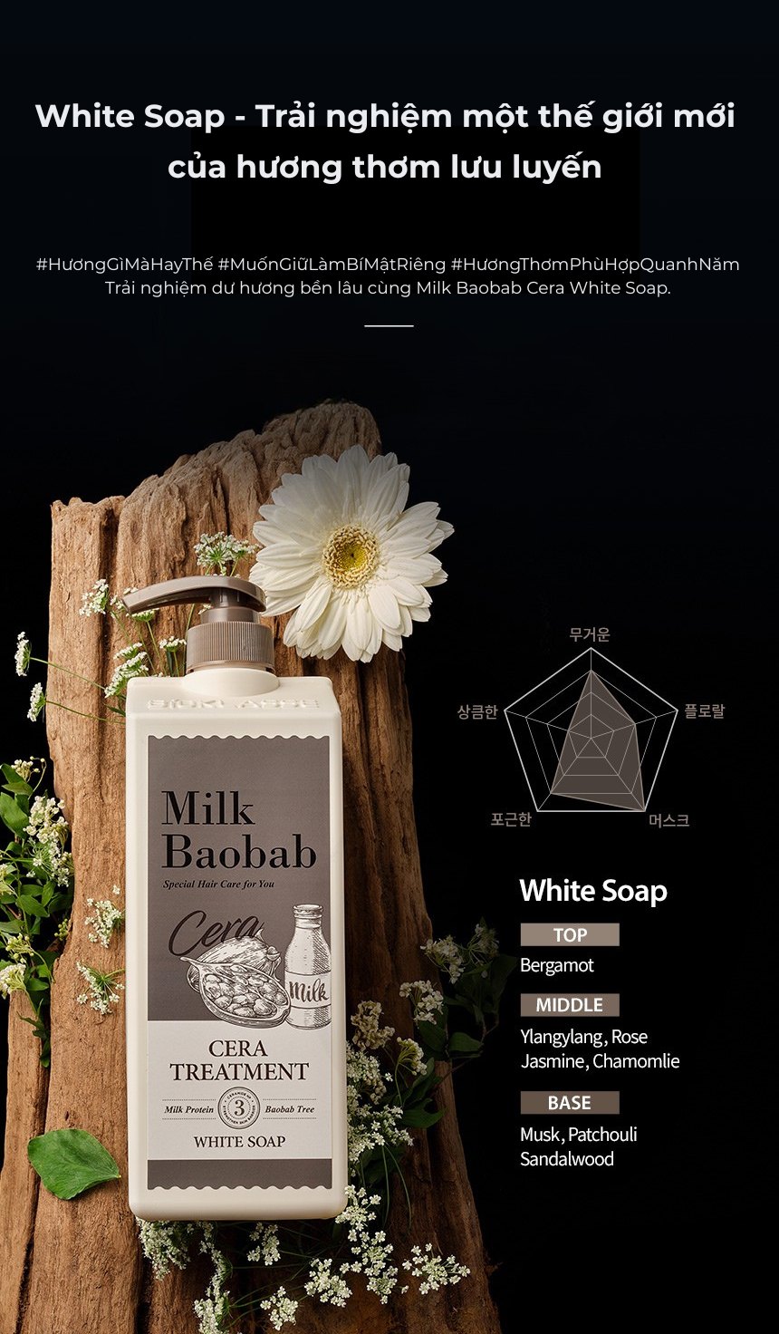 Dầu gội MILK BAOBAB Cera - White Soap 1200ml