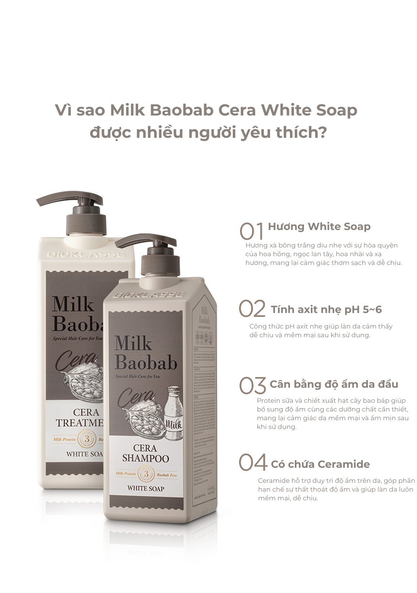 Dầu gội MILK BAOBAB Cera - White Soap 1200ml