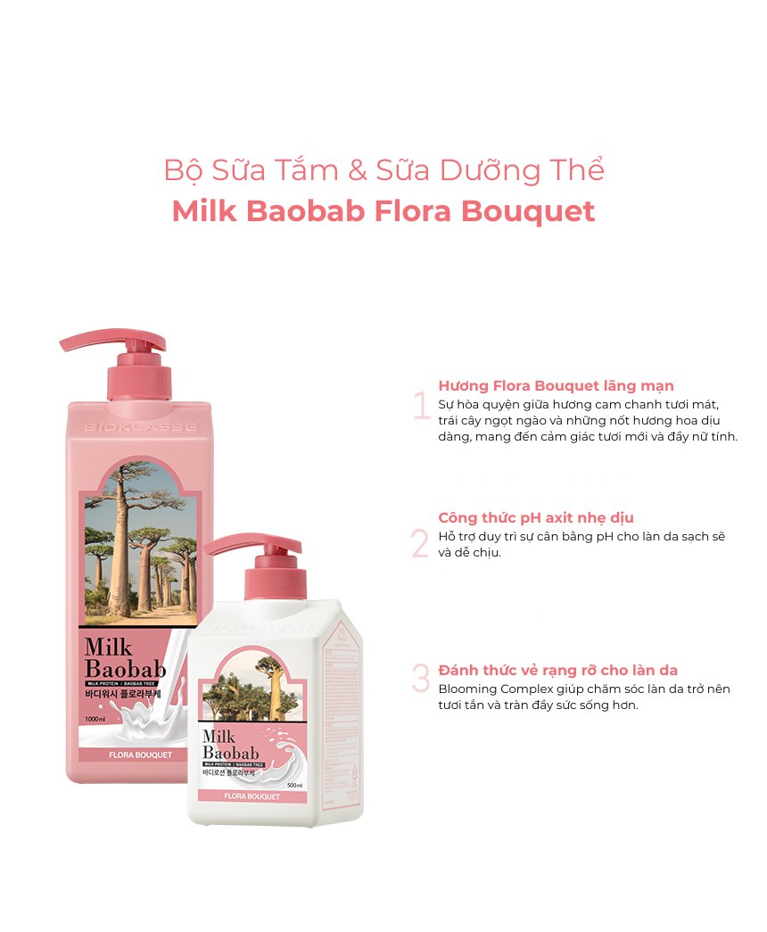 Sữa dưỡng thể MILK BAOBAB - Flora Bouquet 500ml