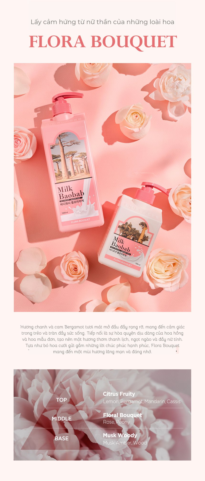 Sữa dưỡng thể MILK BAOBAB - Flora Bouquet 500ml