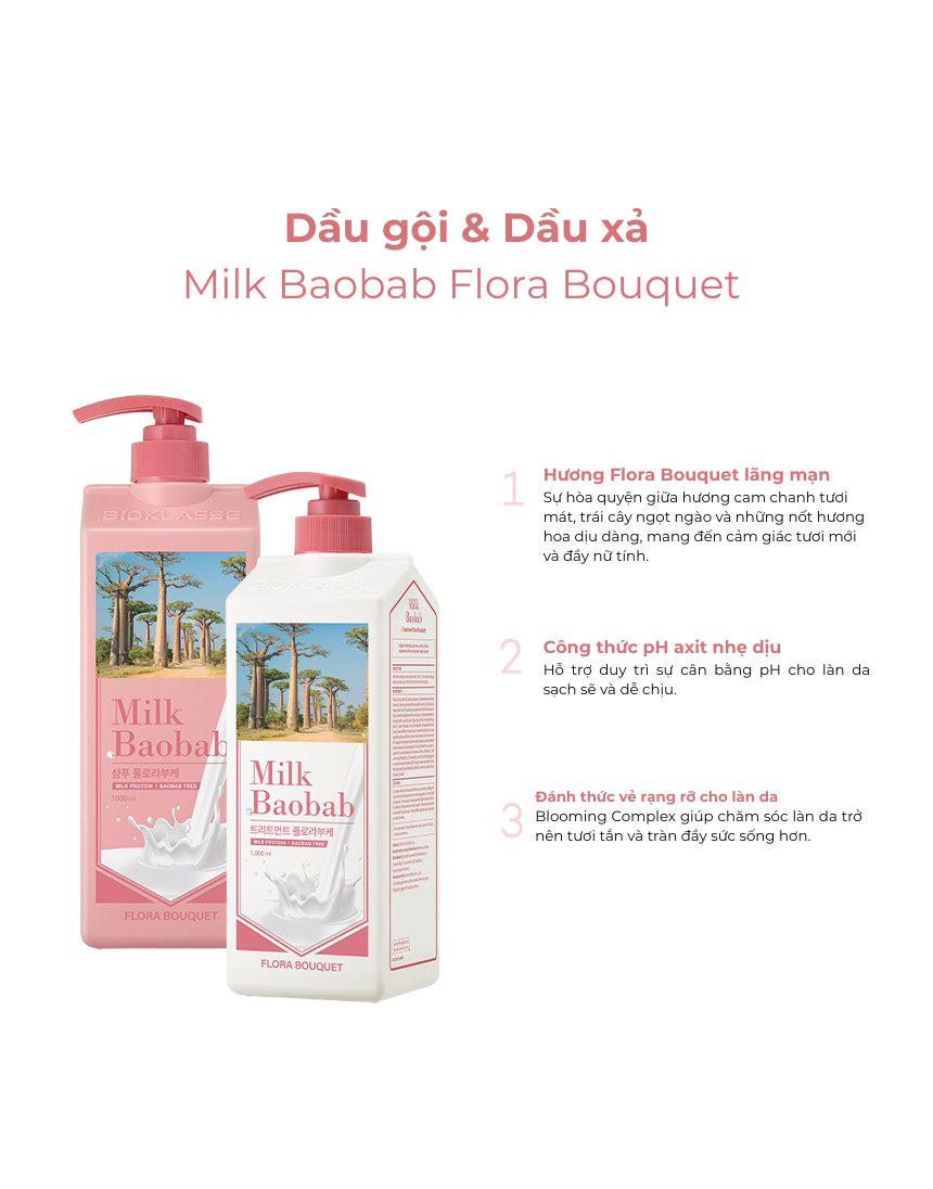 Dầu xả MILK BAOBAB - Flora Bouquet 1000ml
