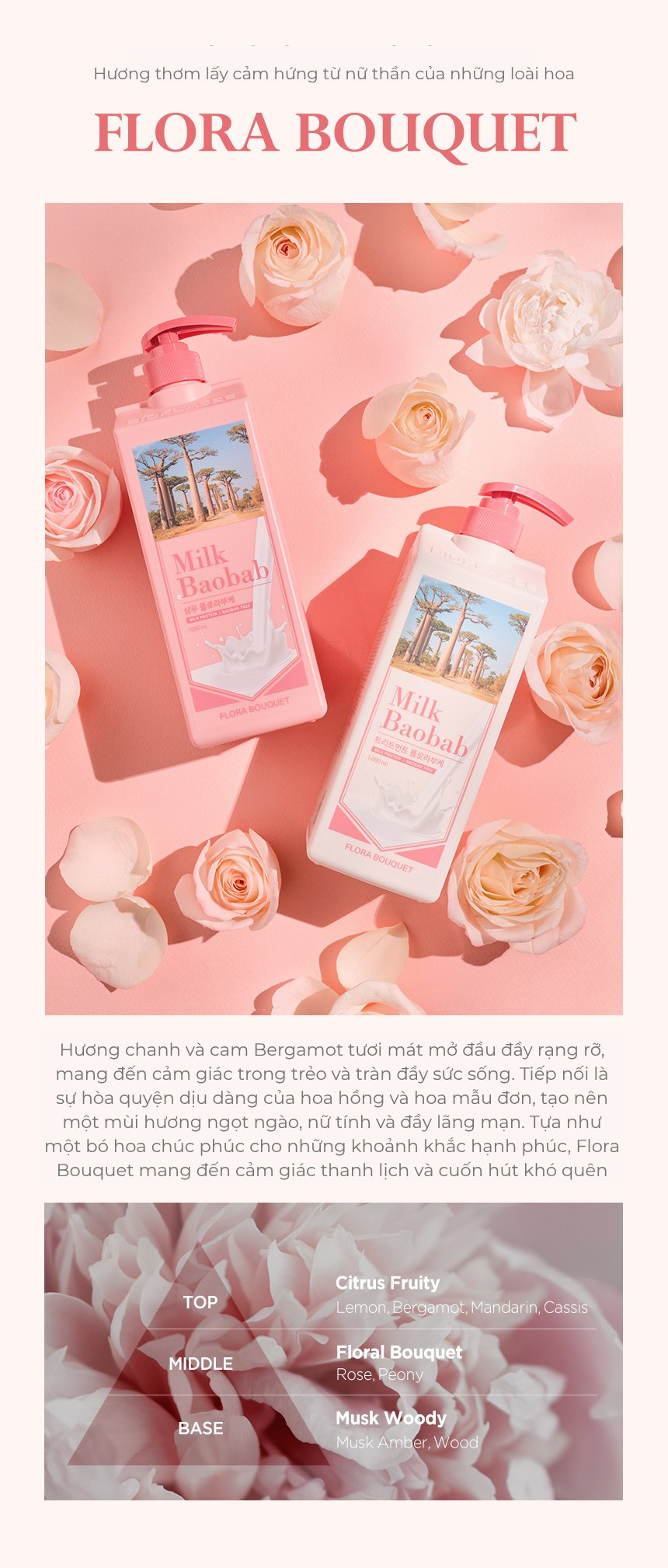 Dầu xả MILK BAOBAB - Flora Bouquet 1000ml