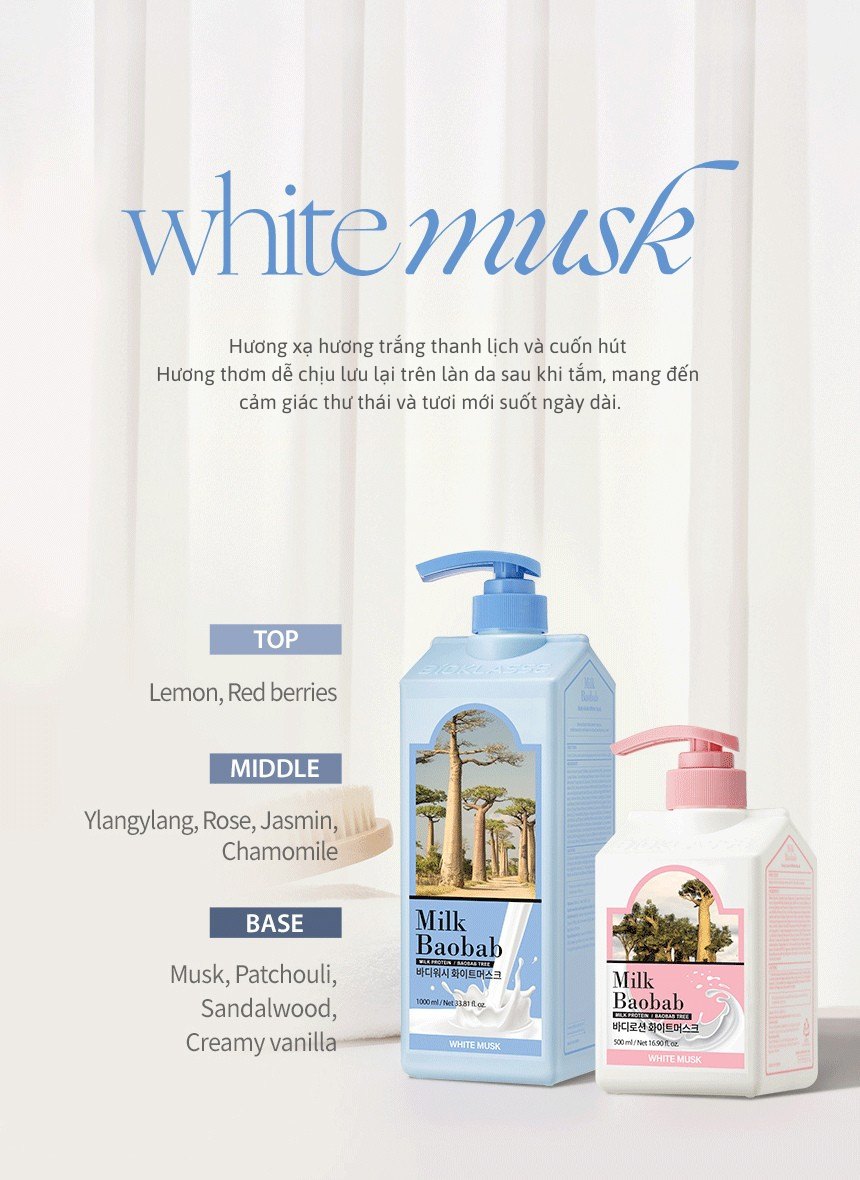 Sữa tắm MILK BAOBAB - White Musk 1000ml
