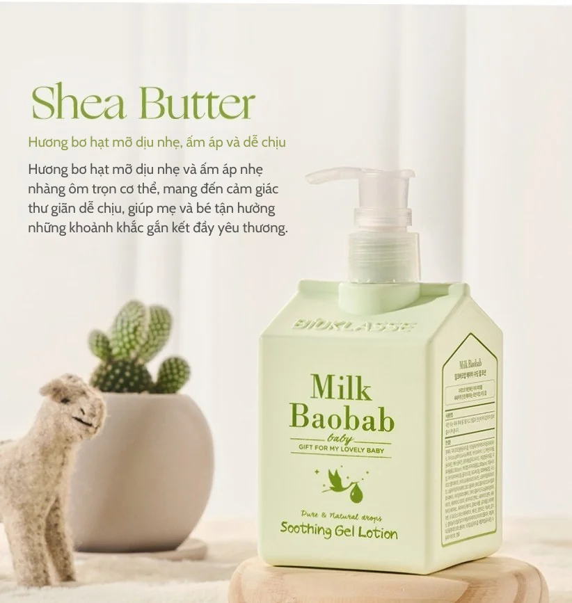 Sữa dưỡng ẩm Soothing Gel làm dịu da cho bé MILK BAOBAB 70ml · tài liệu tiếng Việt