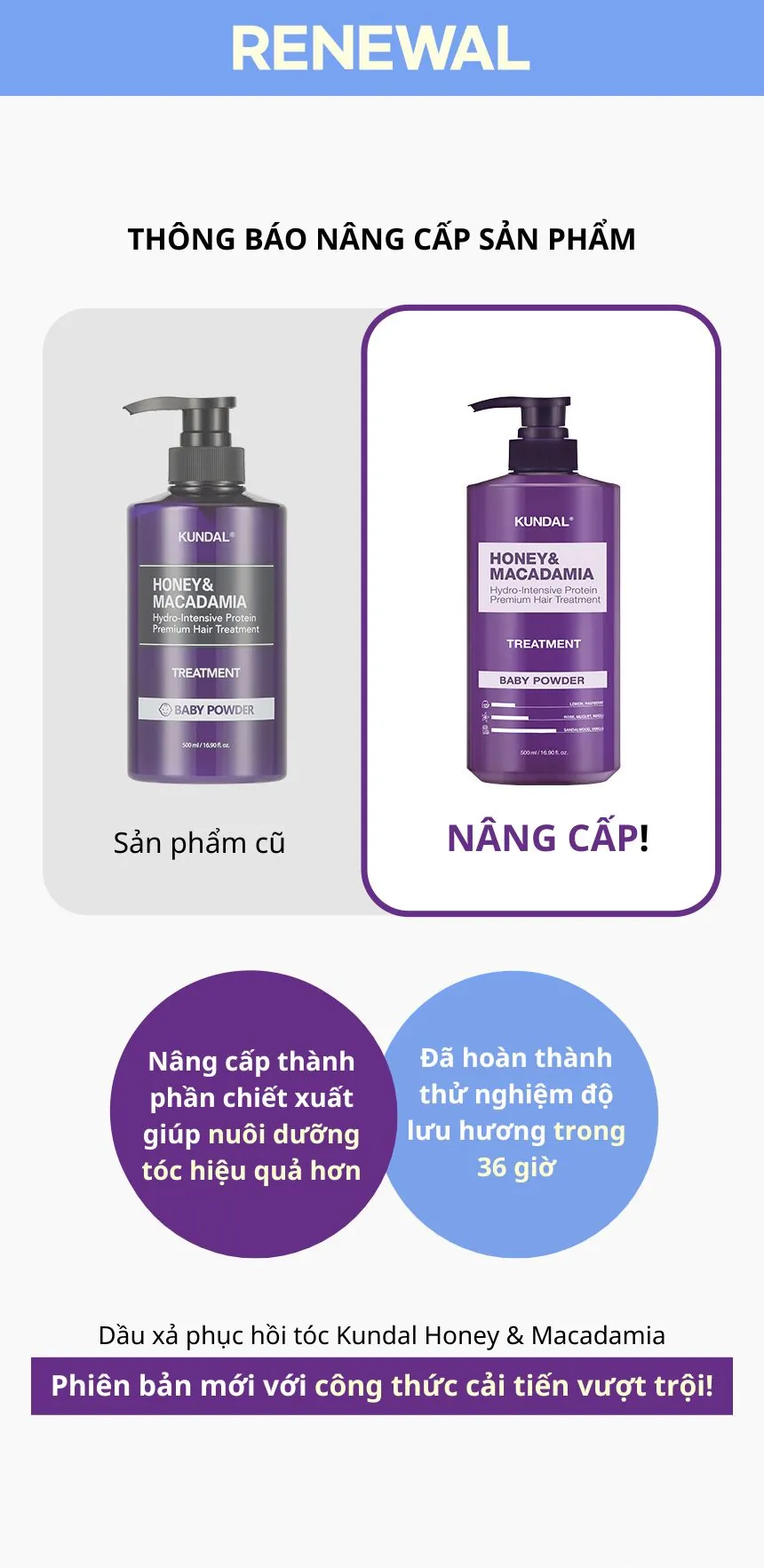 Dầu Xả Phục Hồi Tóc KUNDAL Honey&Maca - Baby Powder 500ml · tài liệu tiếng Việt