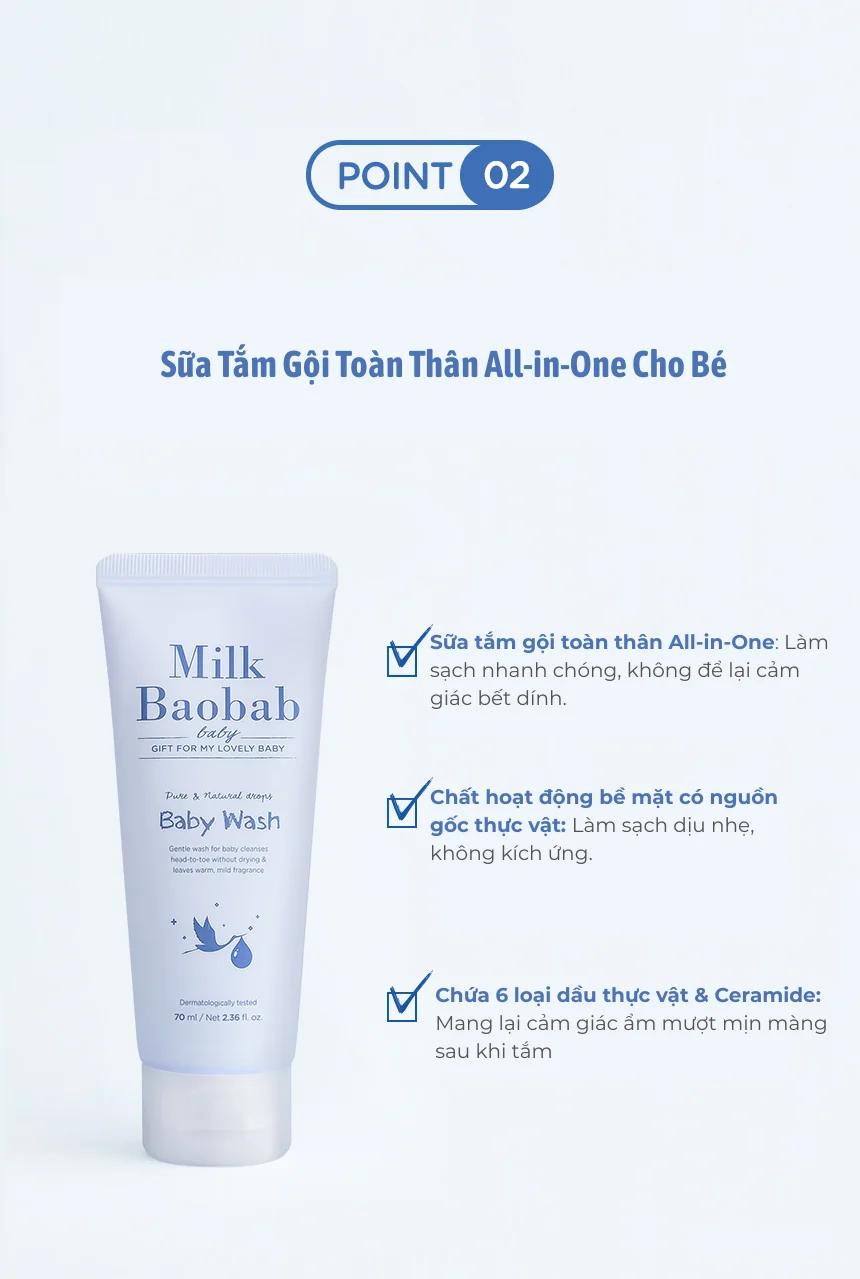Sữa tắm gội cho bé MILK BAOBAB 70ml · tài liệu tiếng Việt